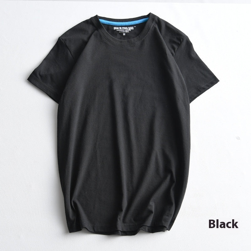 Men's Round Neck Blank Solid Color Cotton T-shirt