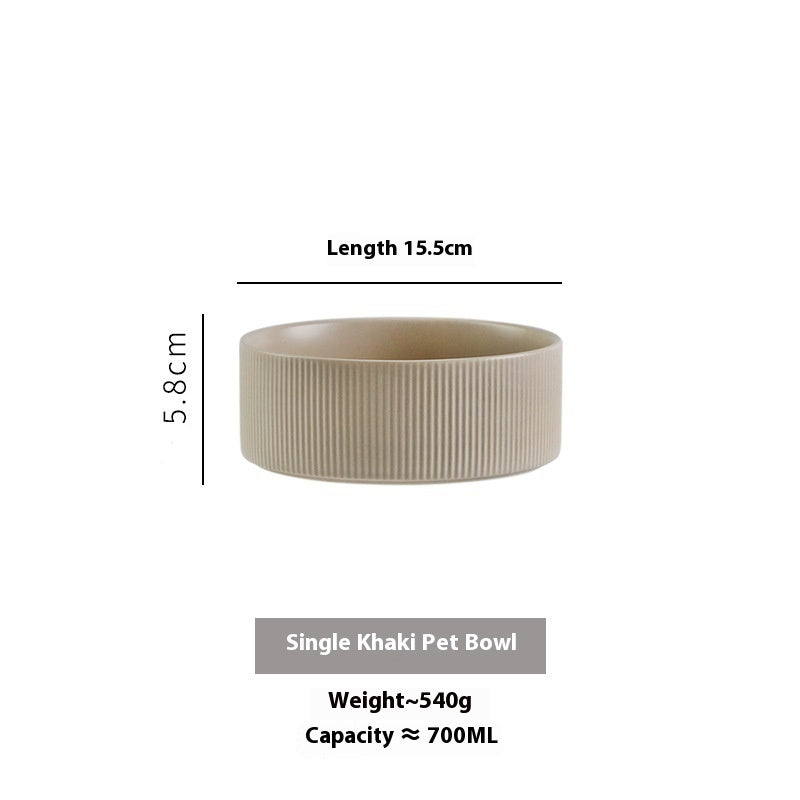 Pet Simple Wooden Frame Anti-tumble Ceramic Bowl