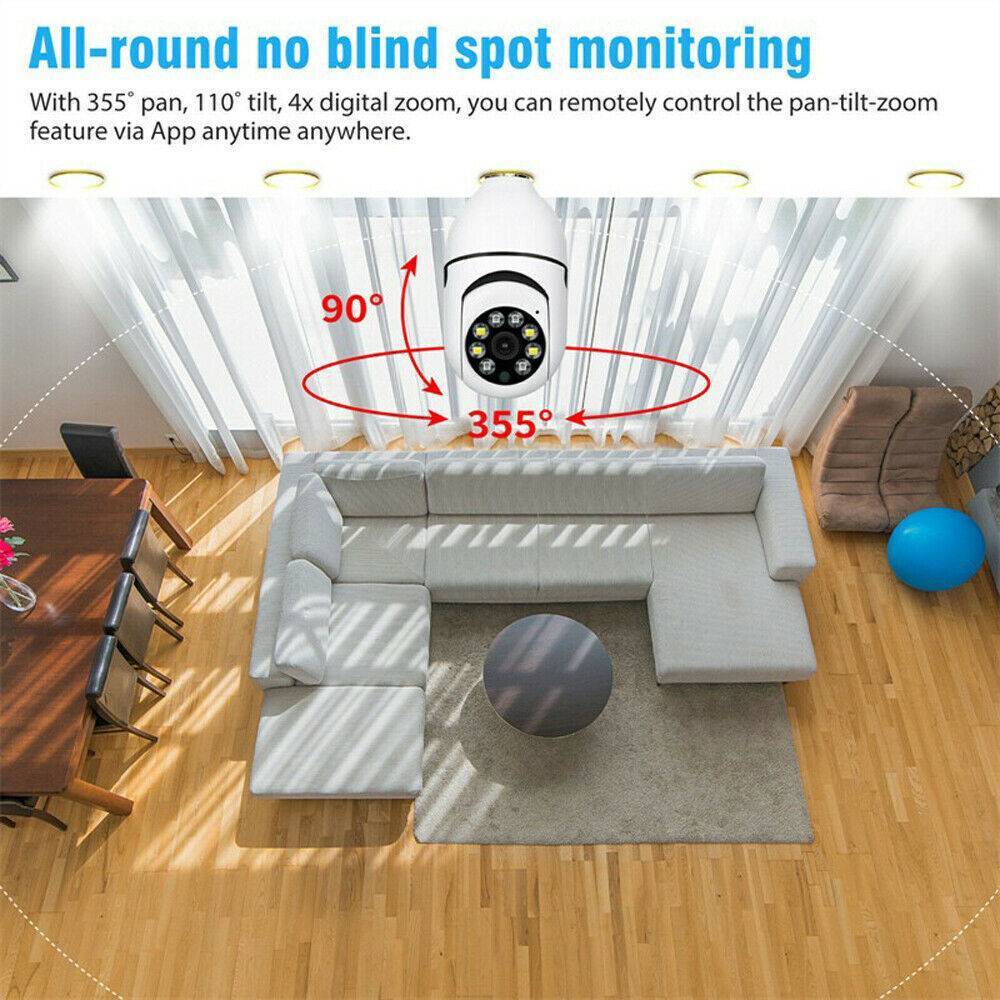 Plastic E27 Light Bulb Camera 1080P Wireless Home Security