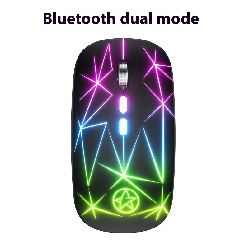 Wireless Bluetooth Mouse Dual-mode Luminous Charging Game Office 5-key Metal Roller