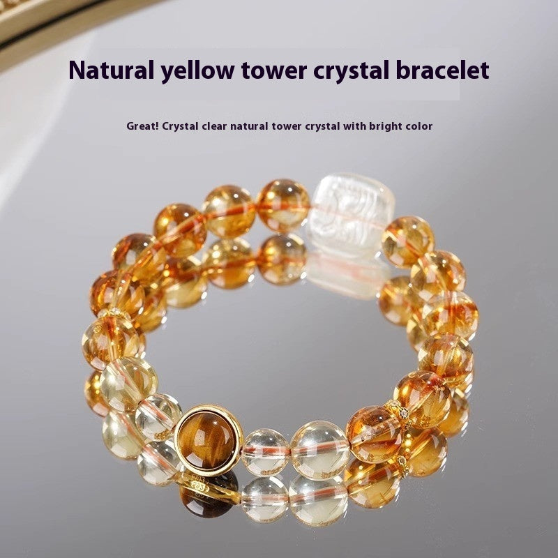 Women's Ethnic Style Carved Citrine Bracelet