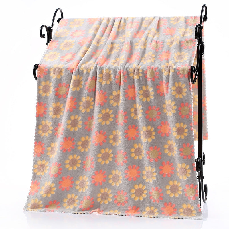 Printed Cartoon Soft Coral Fleece Bath Towel