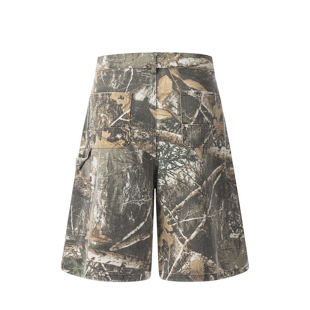 Men's Camouflage Leaf Cargo Shorts Cotton Regular Fit