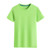 Cotton Blank With No Printed Patterns Round Neck Short T-shirt