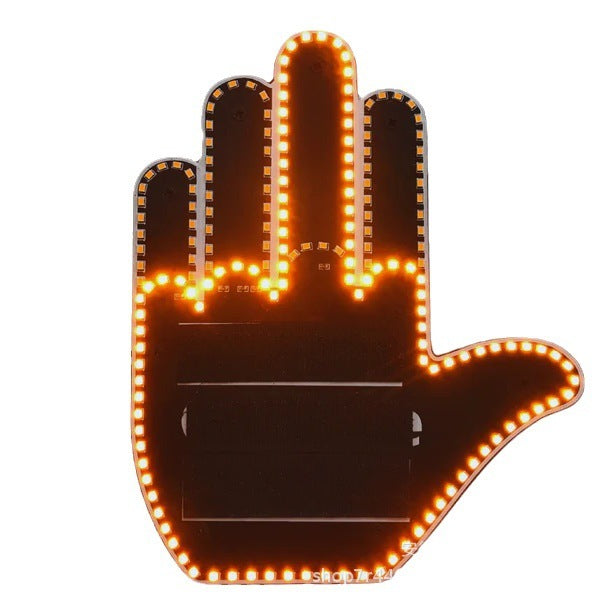 Funny LED Illuminated Car Gesture Light with Remote, Middle Finger Road Rage Sign Lamp