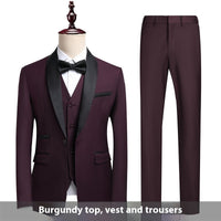 Dark Red Top Vest Pants