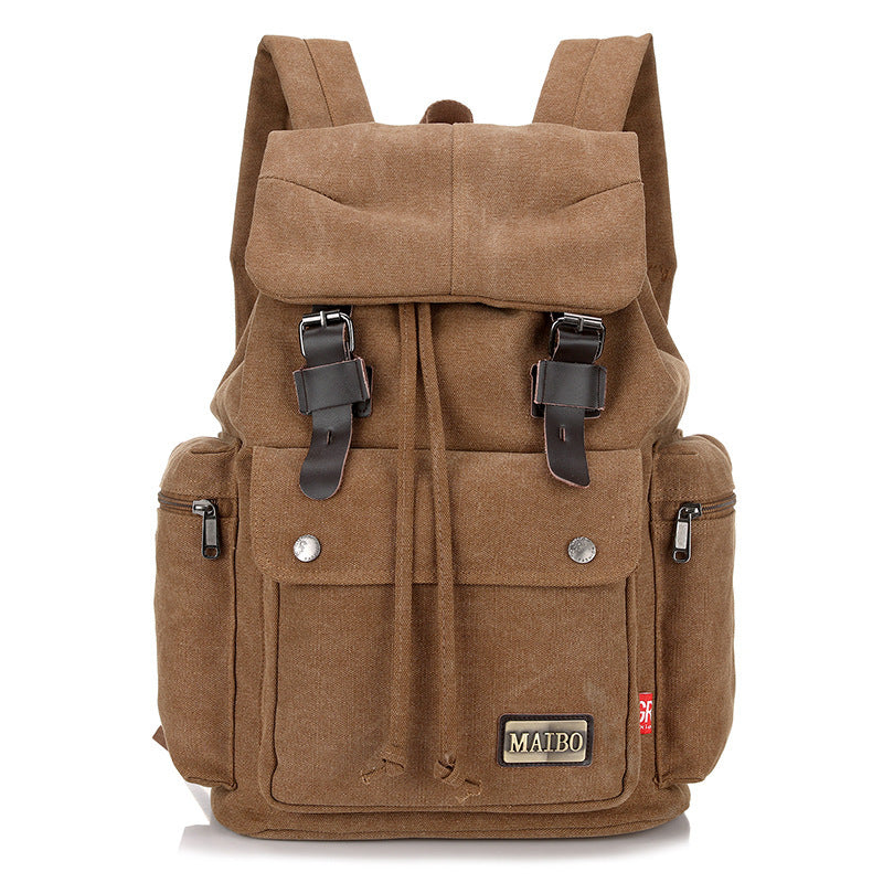 Unisex Canvas Bucket Backpack Large Capacity Travel Bag