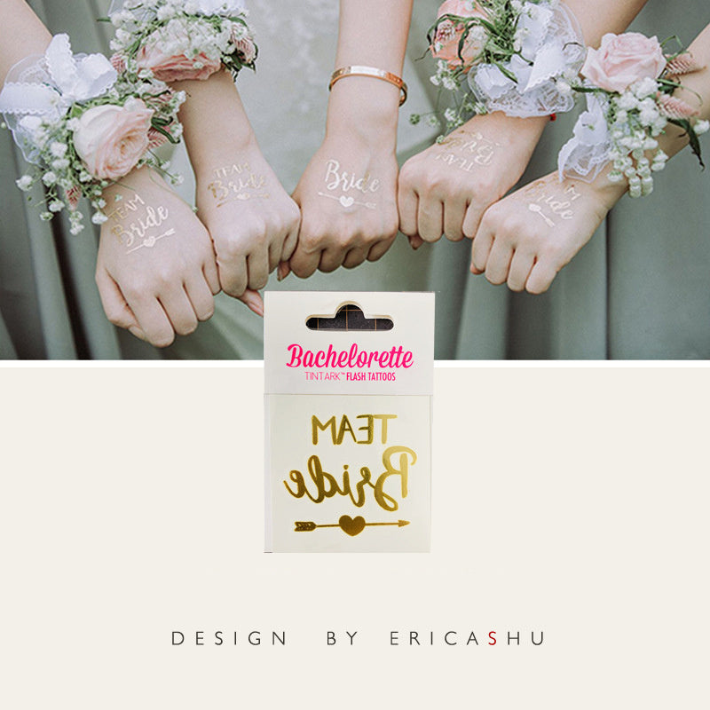 Wedding Supplies Bridesmaid Group Waterproof Bronzing Color Stickers Bridal Dress Photo Grab Mirror Props