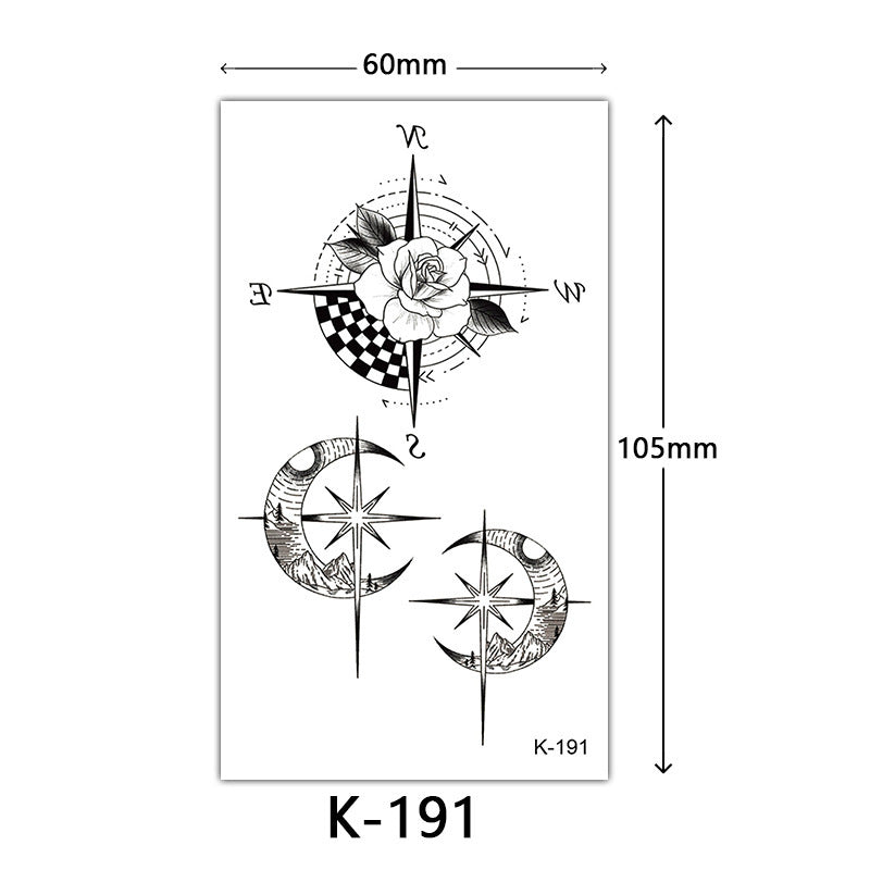 Tattoo Stickers – English Letters, Flowers, Butterfly Sketch Lines, Waterproof Temporary Tattoo