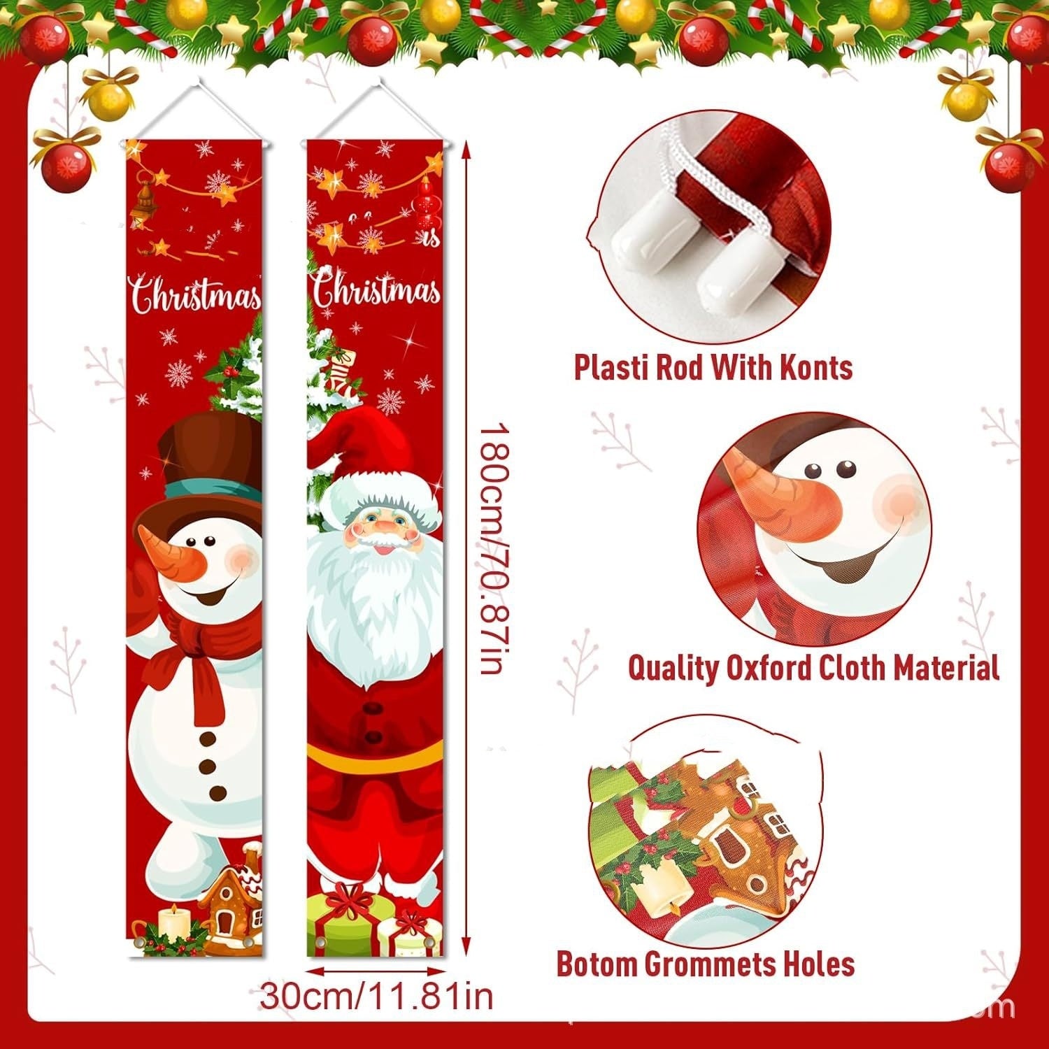 Snowman Christmas Couplet Porch Curtain Flag