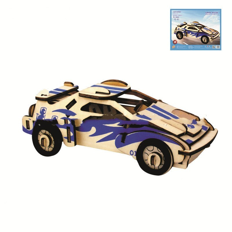 Wooden Stereo Puzzle DIY Car Model Toy