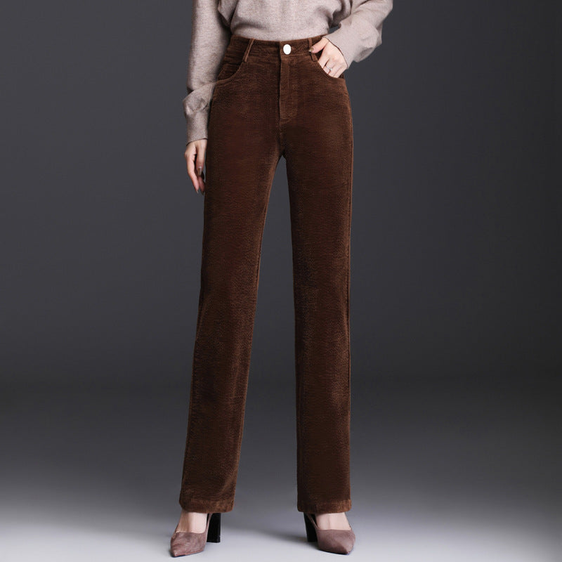 High Waist Straight Corduroy Women's Pants – Loose Lamp Wick Style