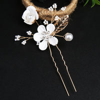 White 2 Flowers Hairpin