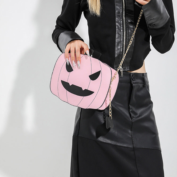Halloween Pumpkin Shoulder Bag – Funny Cartoon Chain Crossbody Purse