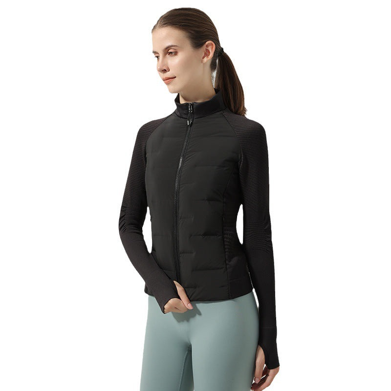 Women’s Lightweight Down Sports Jacket – Thermal Slim Fit Training Coat