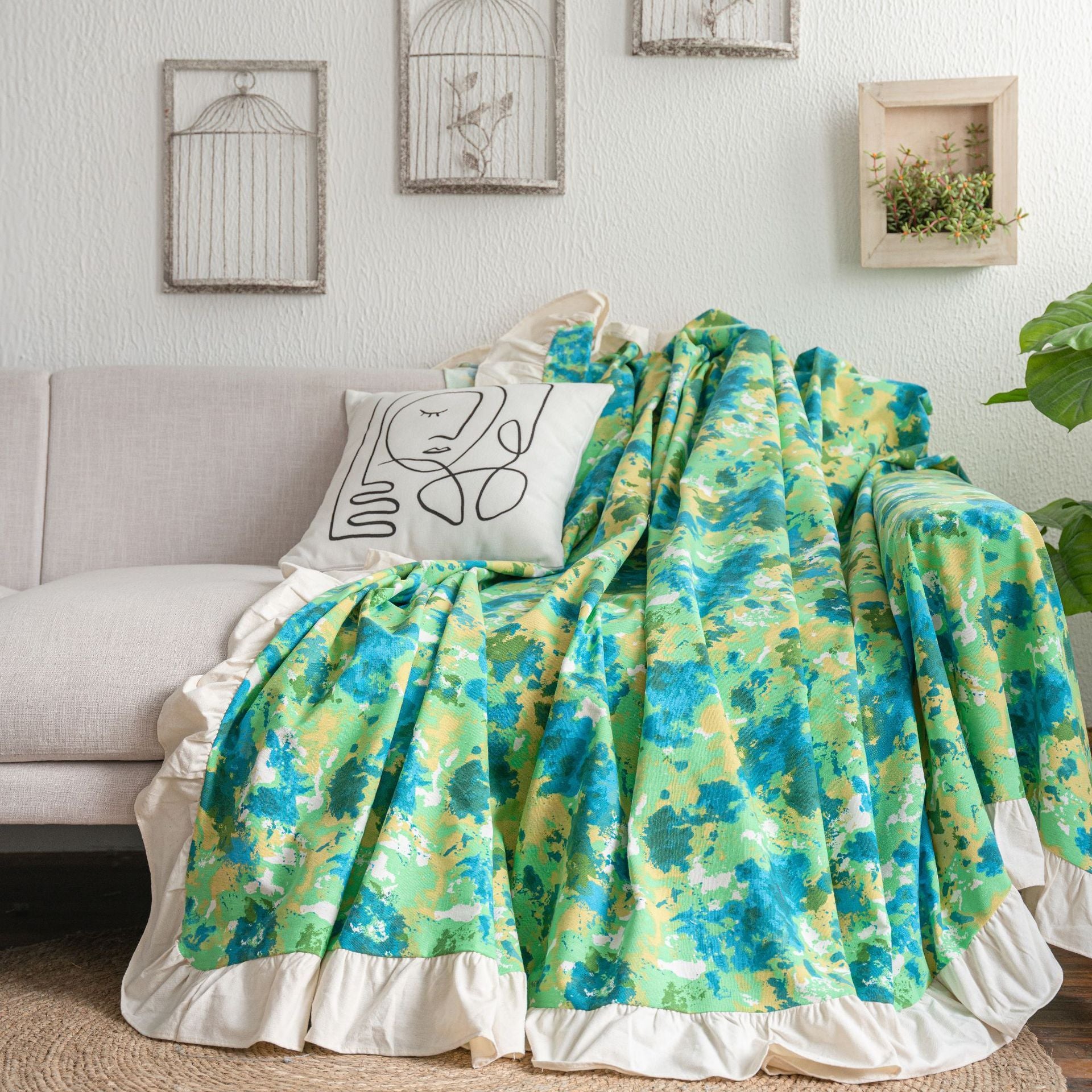 Sofa Towel Plain Pastoral Ruffled Multi-functional Cover Towel Retro