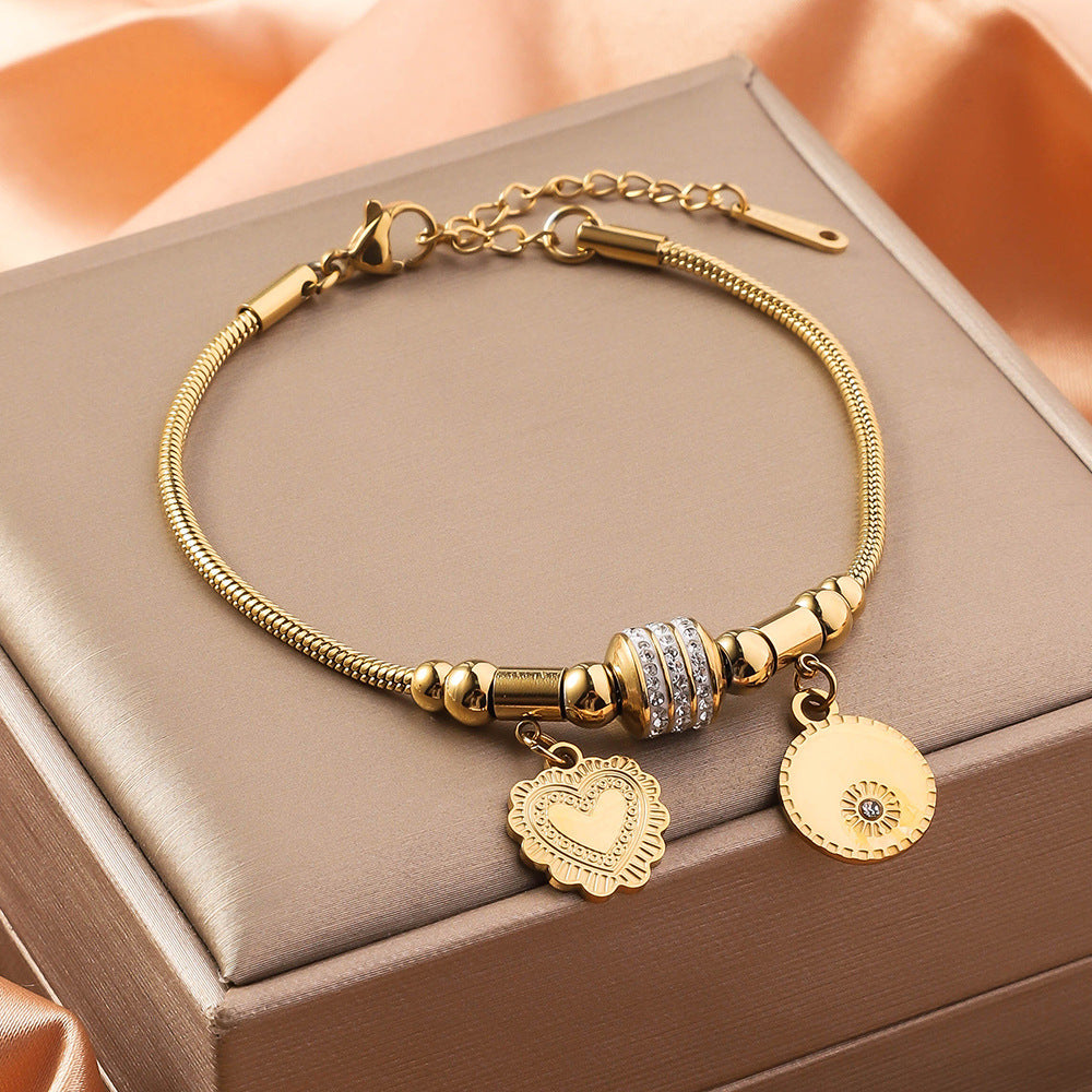 Titanium Steel Inlaid Shell Non-fading Advanced Design Bracelet