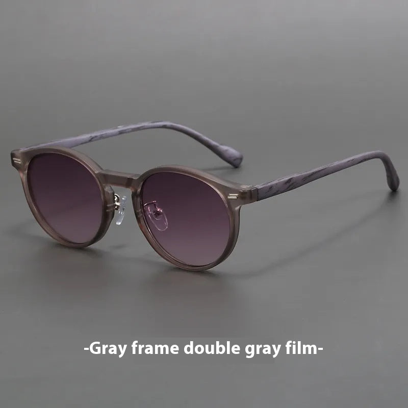 Retro Frosted Round Sunglasses with UV Protection