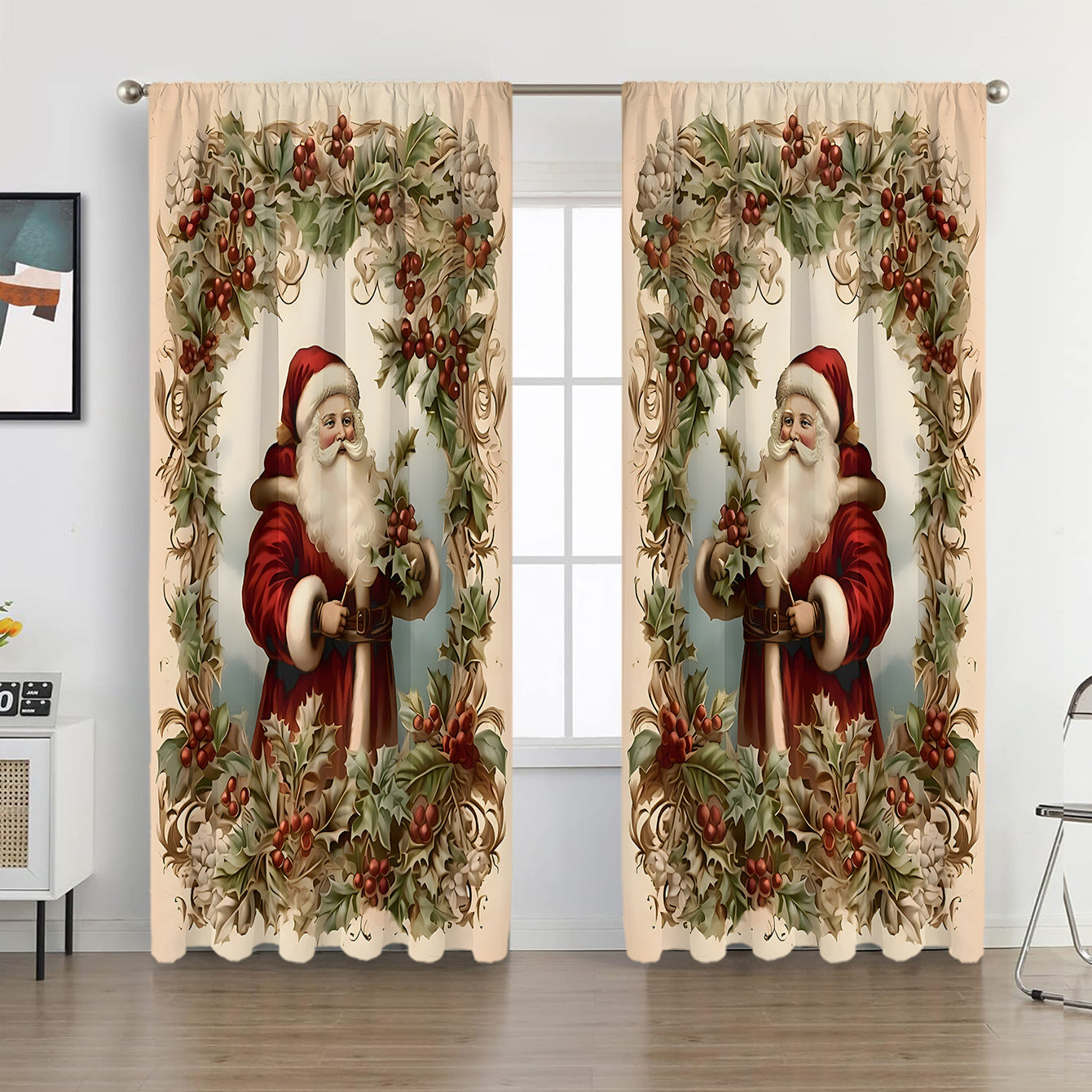 2PCs European Curtain Christmas Series