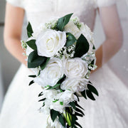 Waterfall Wedding Bride Bouquet Bridesmaid Hand Tied Artificial Flower Decor