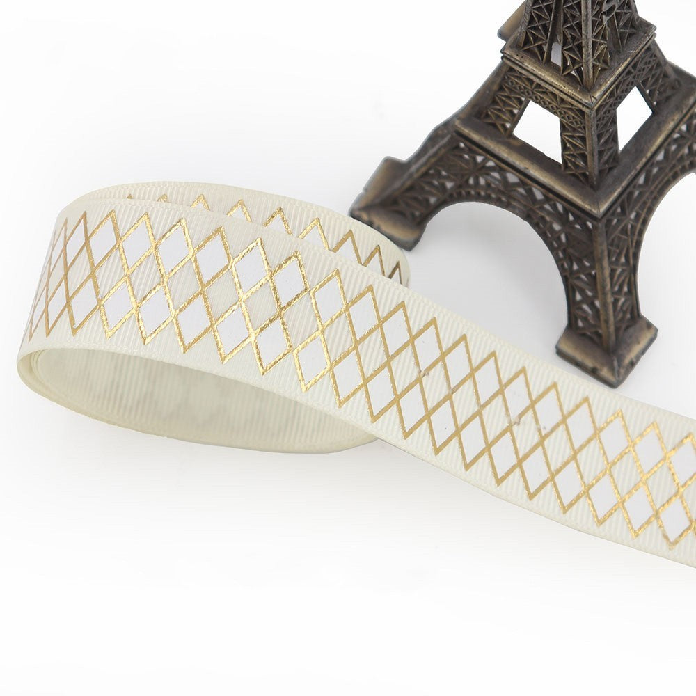 Bronzing Geometric Rib Ribbon – 25mm Decorative Craft Ribbon