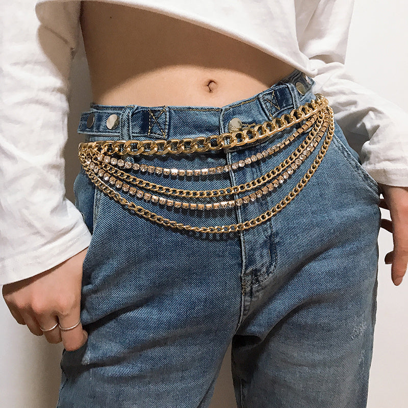 Women's Summer Multi-Layer Gold Waist Chain for Jeans and Streetwear