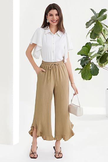 Fashion Ruffle Bell-Bottom Pants – Women's Ankle-Length Slim Fit Trousers