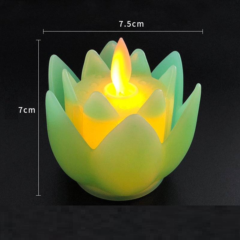 Temple Buddha Front Lotus Lamp Tribute LED Electronic Flower Shape Candle Light