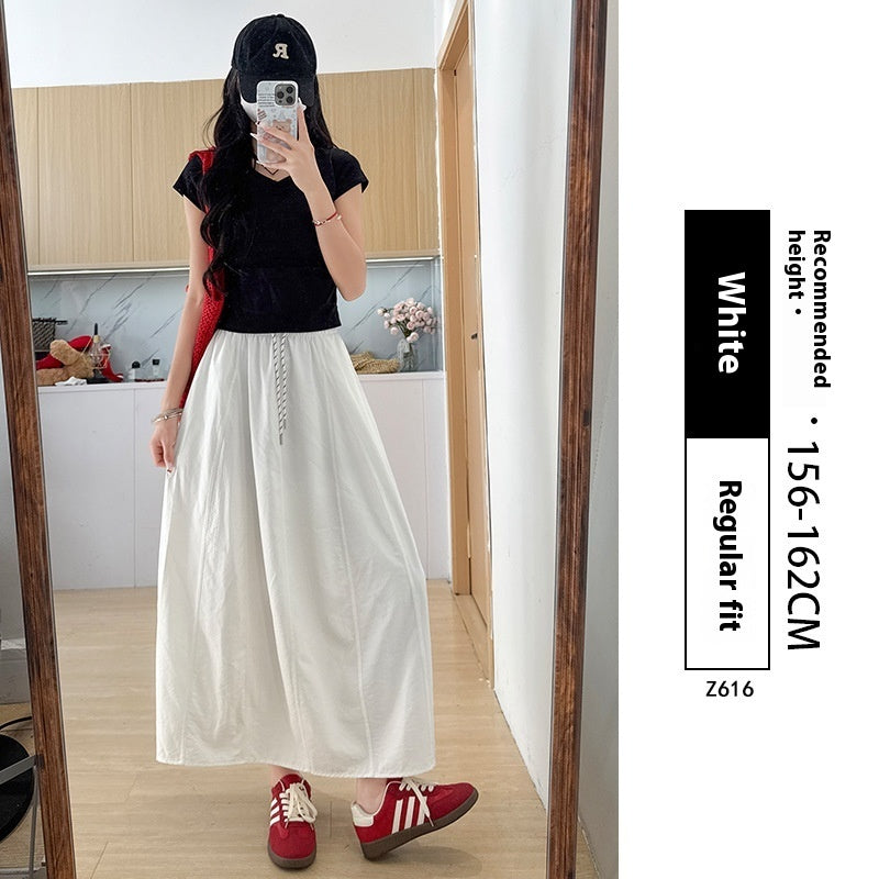 High Waist A-Line Plus Size Small Ice Silk Workwear Skirt