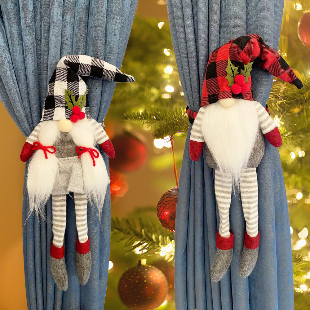 Christmas Decorations Couple Plaid Curtain Buckle