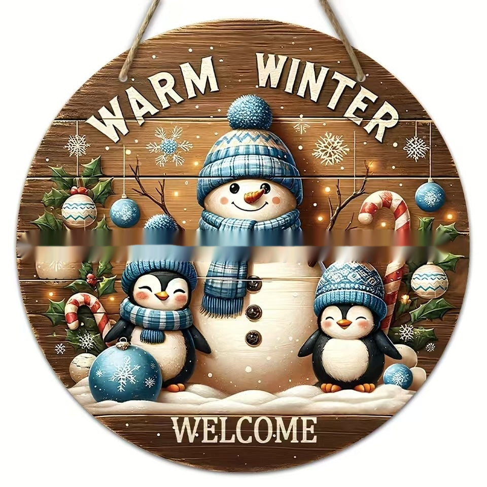 Christmas Winter Gingerbread Man Door Plate Ornaments Wooden
