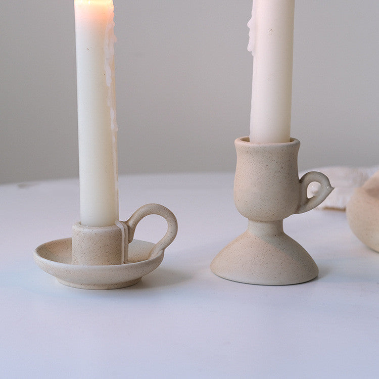 Retro Ceramic Plain Candlestick Ornament Nordic Style Simple
