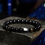 Natural Obsidian Single Ring Bracelet Fashion Simple
