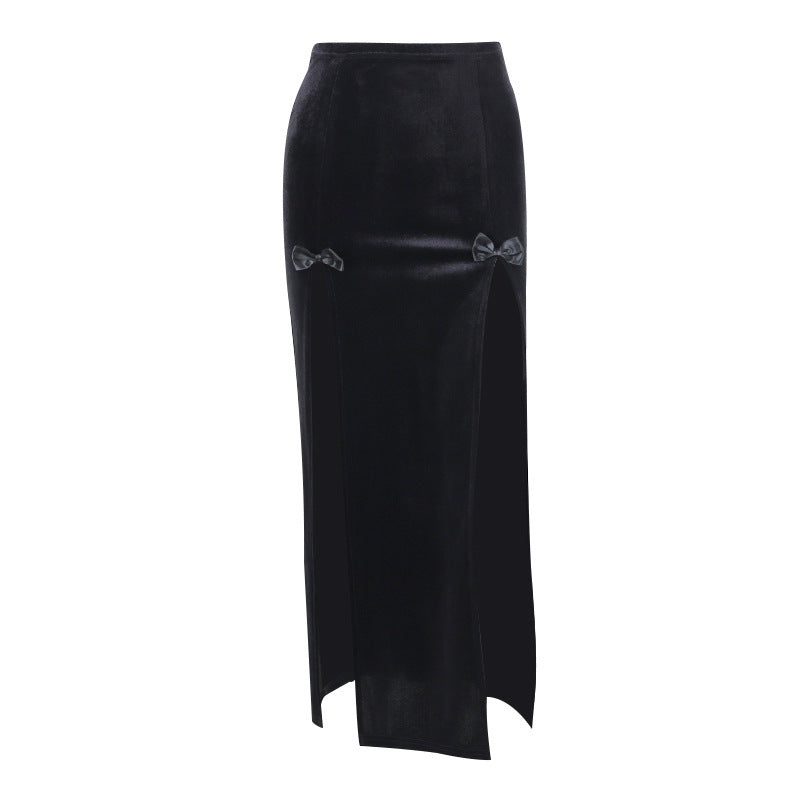 Tepunk Party High Waist Slim Fit Bow Split Dress