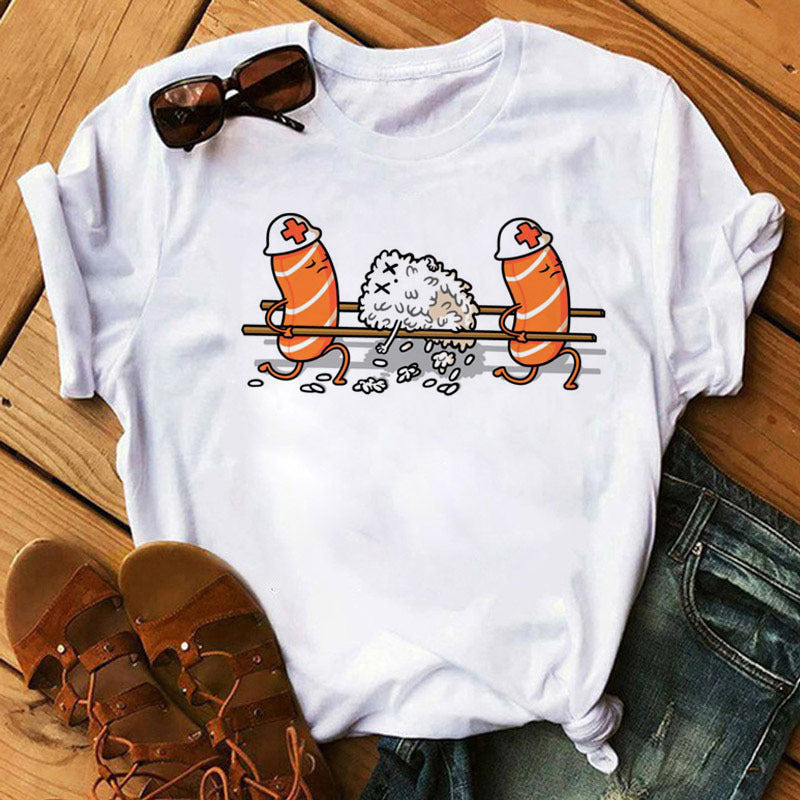 Women's Milk Silk Sushi Hug Short Sleeve Tee Gray