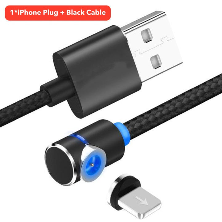 360° Rotating Magnetic Micro-USB Charging Cable – Fast Charge Phone Cord, LED, Nylon-Braided