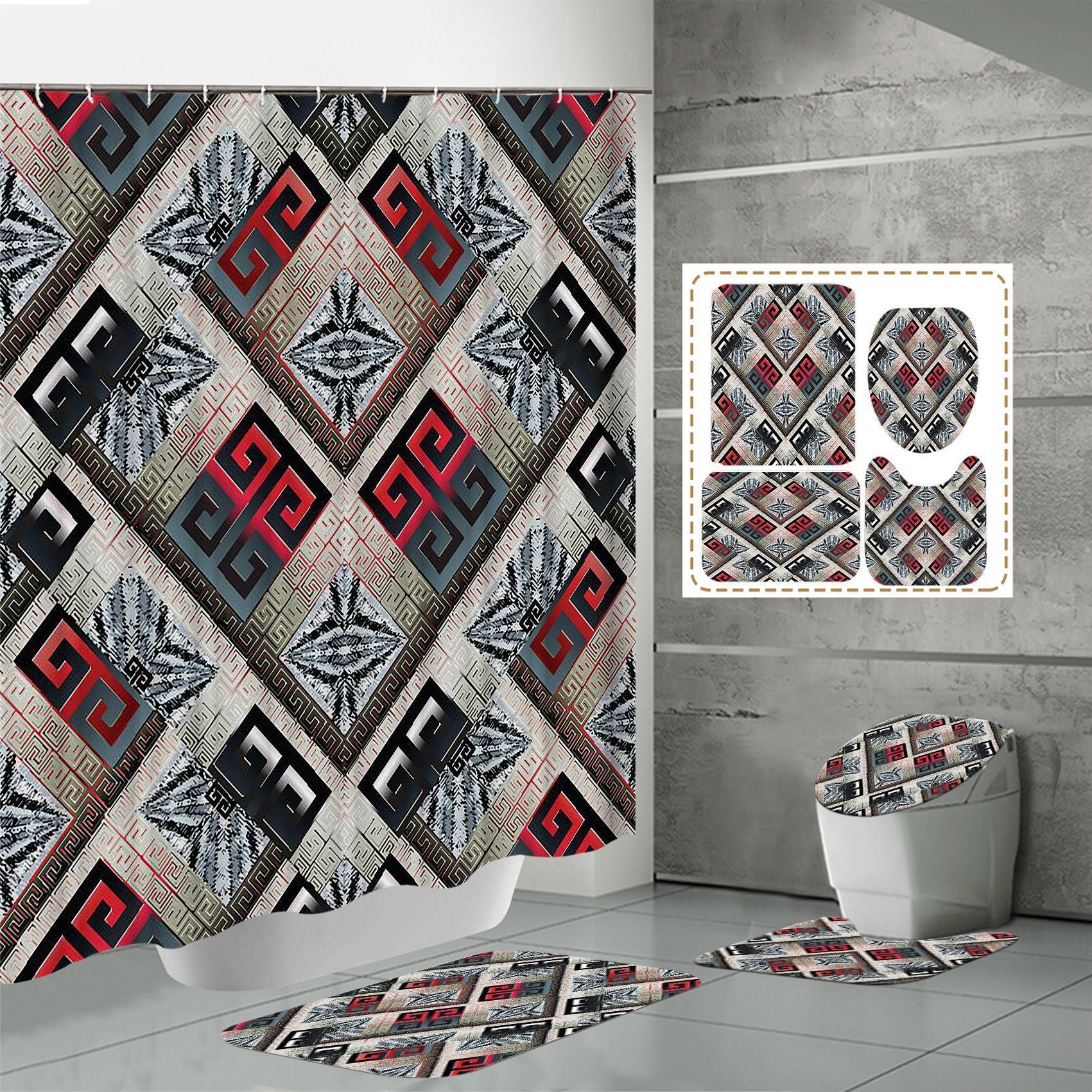 3D Digital Printing Punch-free Polyester Shower Curtain