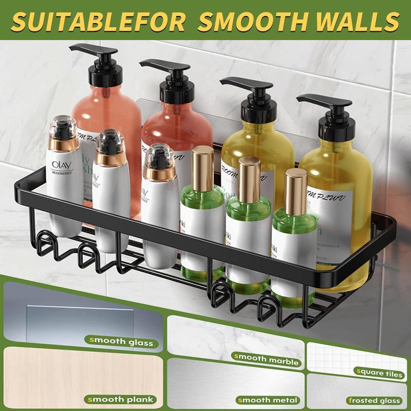 Heavy-duty Wall-mounted Shower Shelf Storage Accessories, Including Soap Dish And Toothbrush Holder, Suitable For Bathroom, Home And Kitchen, Black