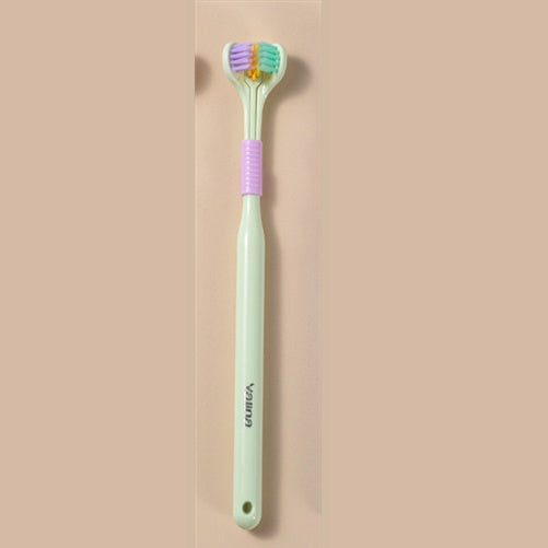 Three-Sided Macaron Soft Bristle Toothbrush – Deep Clean, Safe & Portable