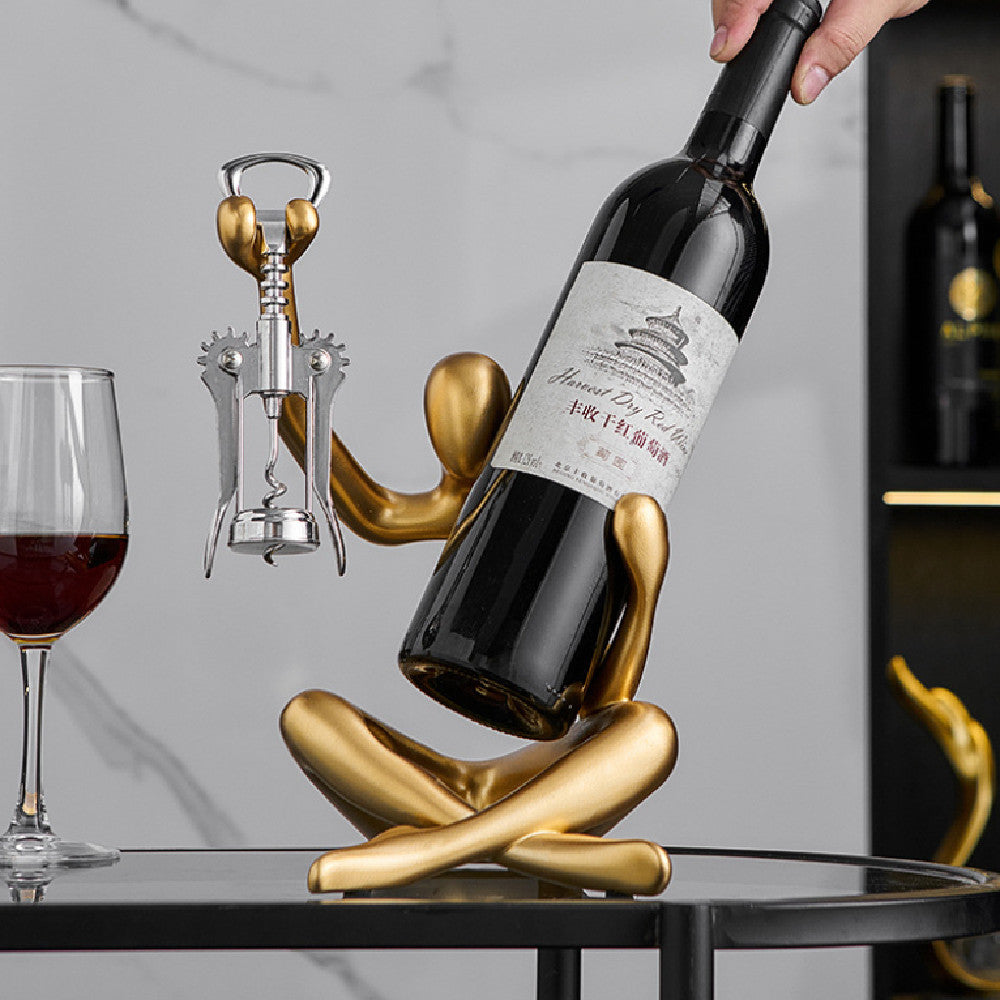 Minimalist Resin Hollow Character Wine Rack – Modern Artistic Bottle Holder