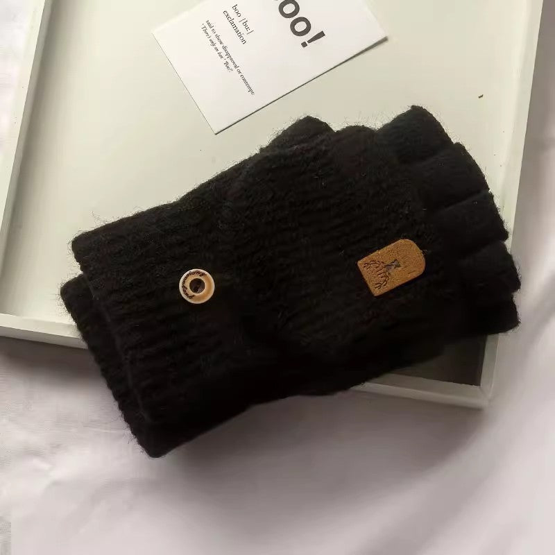 Half Finger Knitted Wool Gloves – Autumn Winter Couple Warmers