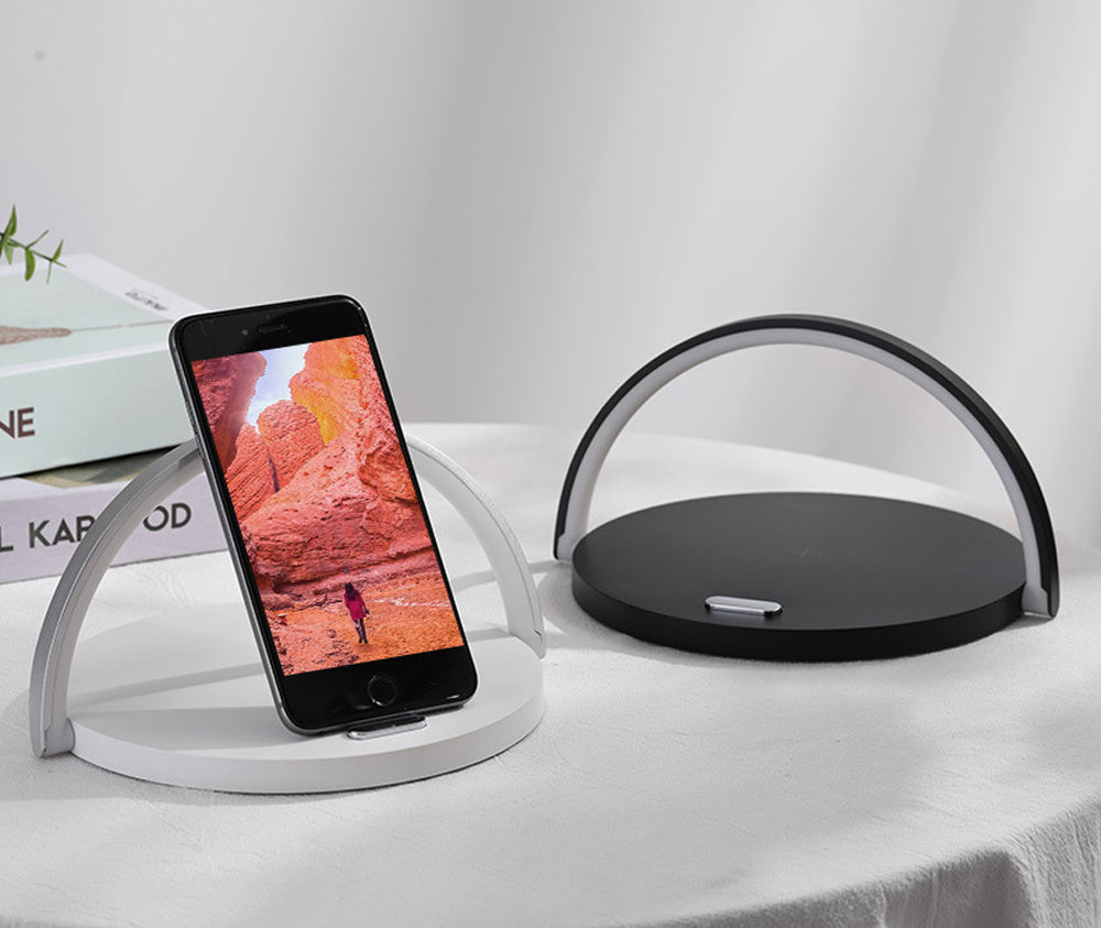 Fast Qi Wireless Charging Table Lamp – 15W Dimmable LED, Touch Control, USB-C