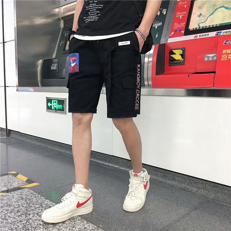 Men's Hip Hop Cotton Shorts Relaxed Fit Letter Pattern