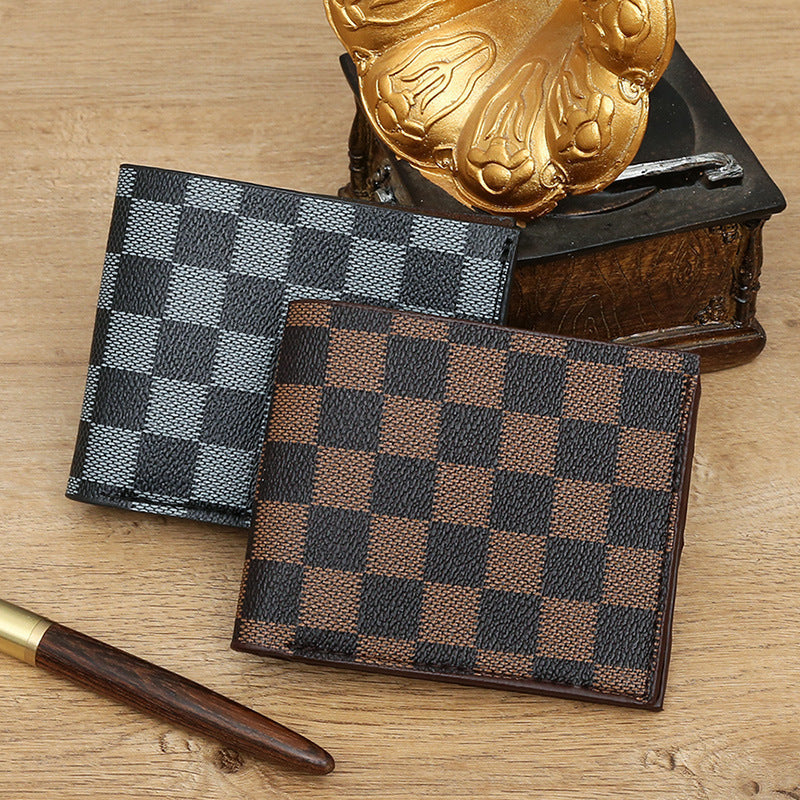 Unisex Plaid PU Leather Card Bag Slim Wallet Organizer