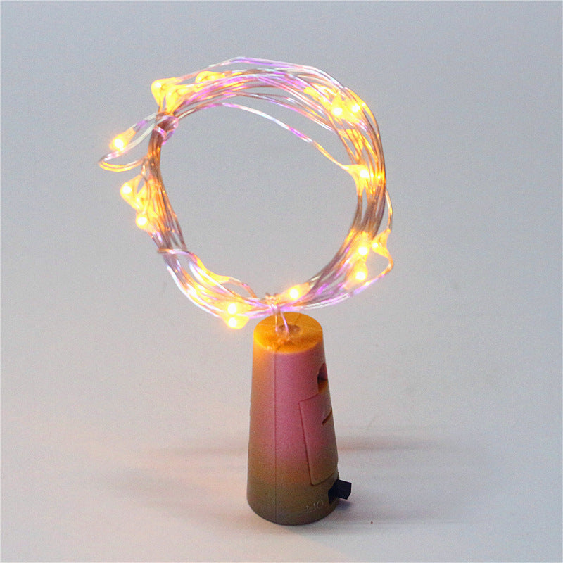 Red wine cork string 2 meters 20 colorful lights