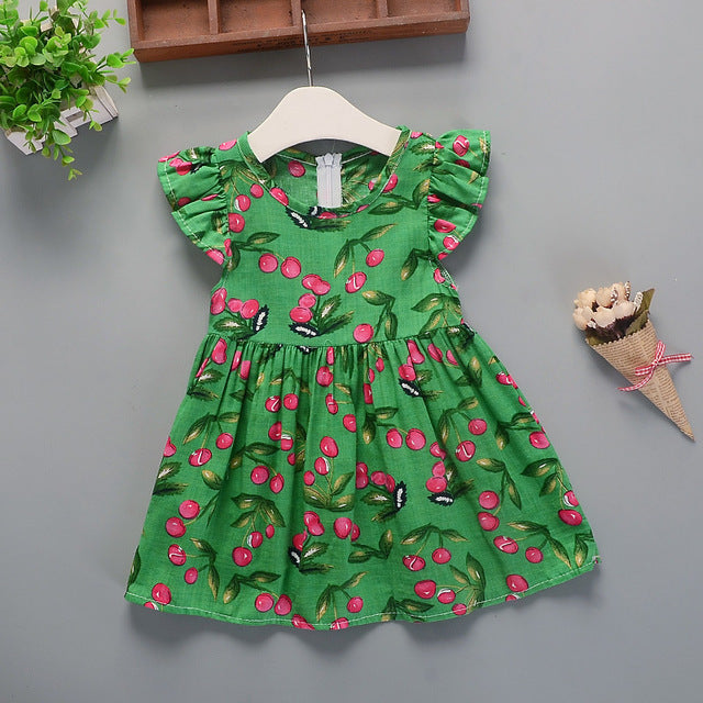 Girls Dress Cotton Summer Floral New Flower-Pattern