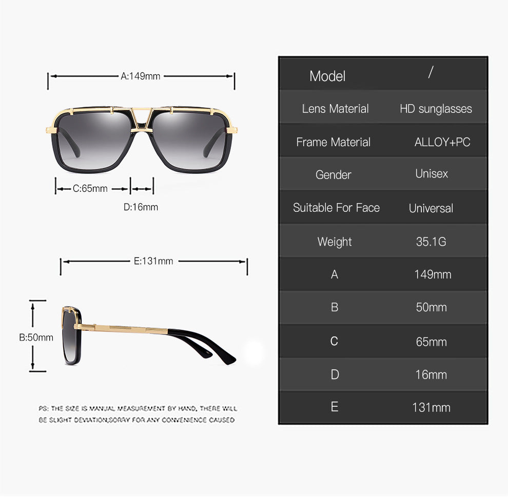 Men's and Women's Large Frame PC Sunglasses