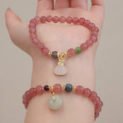 New Chinese Natural Strawberry Quartz Purse Hetian Jade Bracelet