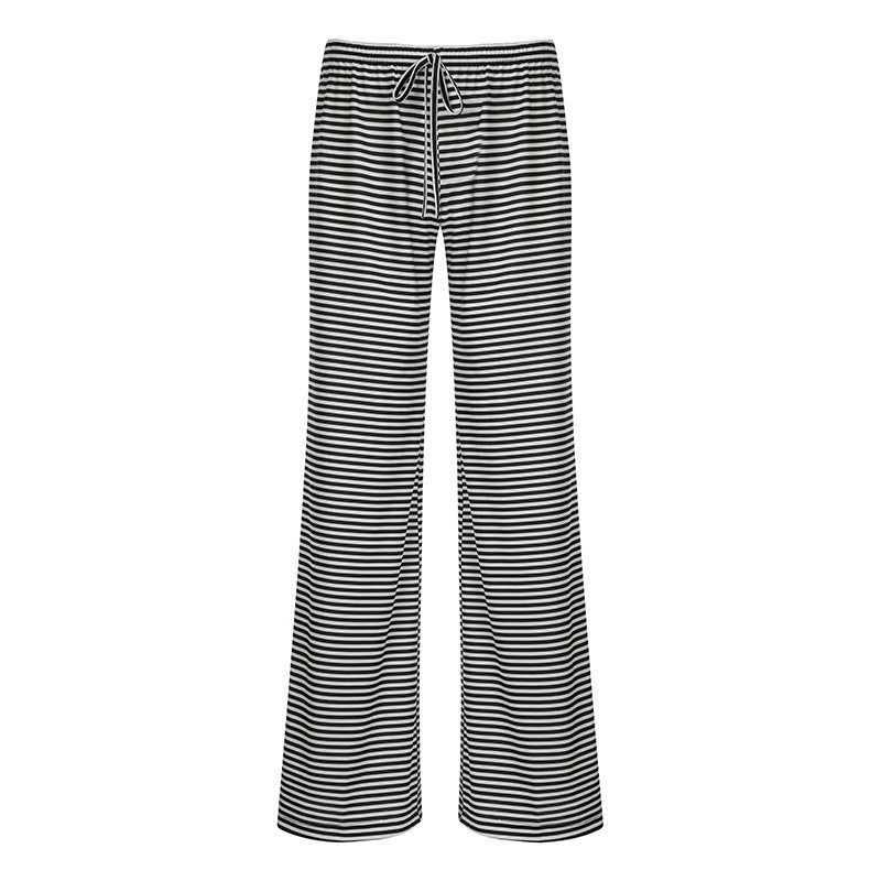 Women’s Striped Wide-Leg Pants – Y2K Lace-Up High-Waist Casual Trousers