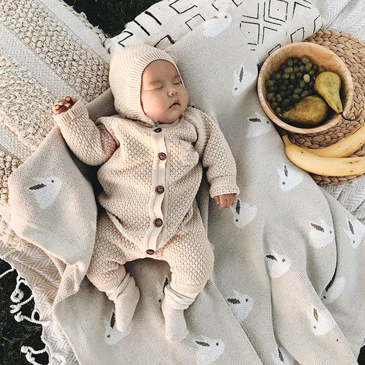 Unisex Baby Cotton Romper – Long Sleeve Single-Breasted Jumpsuit for Boys and Girls
